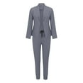 thumbnail image 4 of Riforla Women's Two Piece Lapels Suit Set Office Long Sleeve Jacket Pant Suit Slim Fit Trouser Jacket Suit Sets for Women 2 Pieces Gray XL, 4 of 5