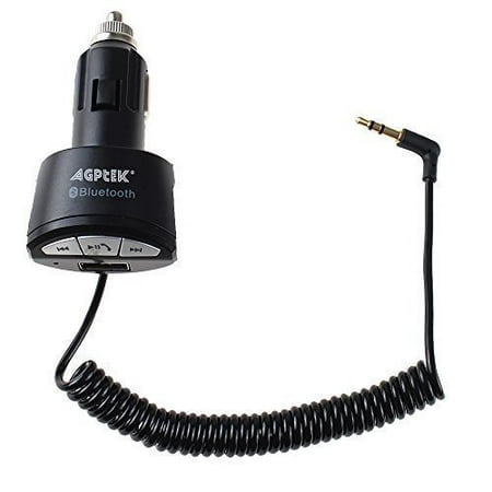AGPtEK Car Bluetooth Adapter A2DP 3.5mm Car Handsfree Bluetooth AUX Stereo Audio Receiver Adapter USB (Best Bluetooth Car Audio)
