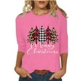 thumbnail image 2 of Meichang Cadeaux de Noël pour Femmes Manches 3/4 Coupe Ample Col Rond Hauts d'Automne Joyeux Noël T-Shirts Graphiques Décontractés Hauts de Vacances Blouses, 2 of 4