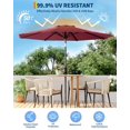 thumbnail image 2 of Yiwa Parasol de Marché, Parasol de Table Extérieur de 9 Pi avec Inclinaison à Bouton-Poussoir, Manivelle et 8 Nervures Robustes pour Protection UV, 2 of 7