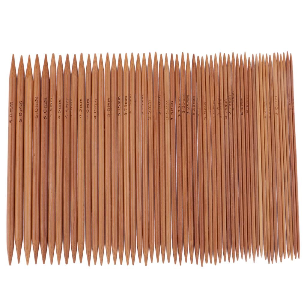 Double Pointed Knitting Needles - 55 Pcs Bamboo Knitting Needles Set, 11 Sizes from 2.0mm-5.0mm, 5 Inches Length for Socks, Gloves, Hats and Scarfs