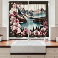 thumbnail image 3 of Ambesonne Lake Kitchen Curtains, Spring Joy Landscape Orchids, 55"x36", Pink Brown and Cadet Blue, 3 of 3