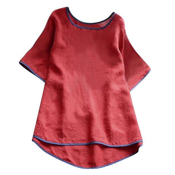Gibobby Camisetas Mujer Baratas Manga Corta Blusa básica fiesta con cuello redondo para mujer(Rojo,G)