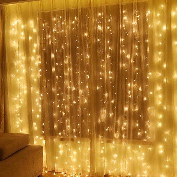 Ventana Cortina Cadena Luz 8 Modos 3X3 Metros Cortina Luz Boda Fiesta Hogar Jardín Dormitorio Decoraciones 300 Led Inevent HA045576-01