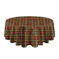 thumbnail image 5 of Brown Red Yellow Plaid Checkered Pattern Round Tablecloth 60"x60",Wrinkle Wipeable Table Cloth for Kitchen Dining Room Picnic Patio Party, 5 of 6