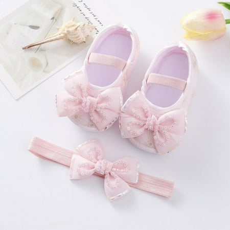 

Cotton Babes Girls Rhinestones Butterfly-knot First Walkers Newborn Toddler Crib Shoes