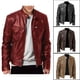 thumbnail image 3 of Chaqueta de cuero negra/marrón/caqui/roja, ropa informal de manga larga suave, abrigo para el hogar, dormitorio, oficina, color caqui, 3 of 5