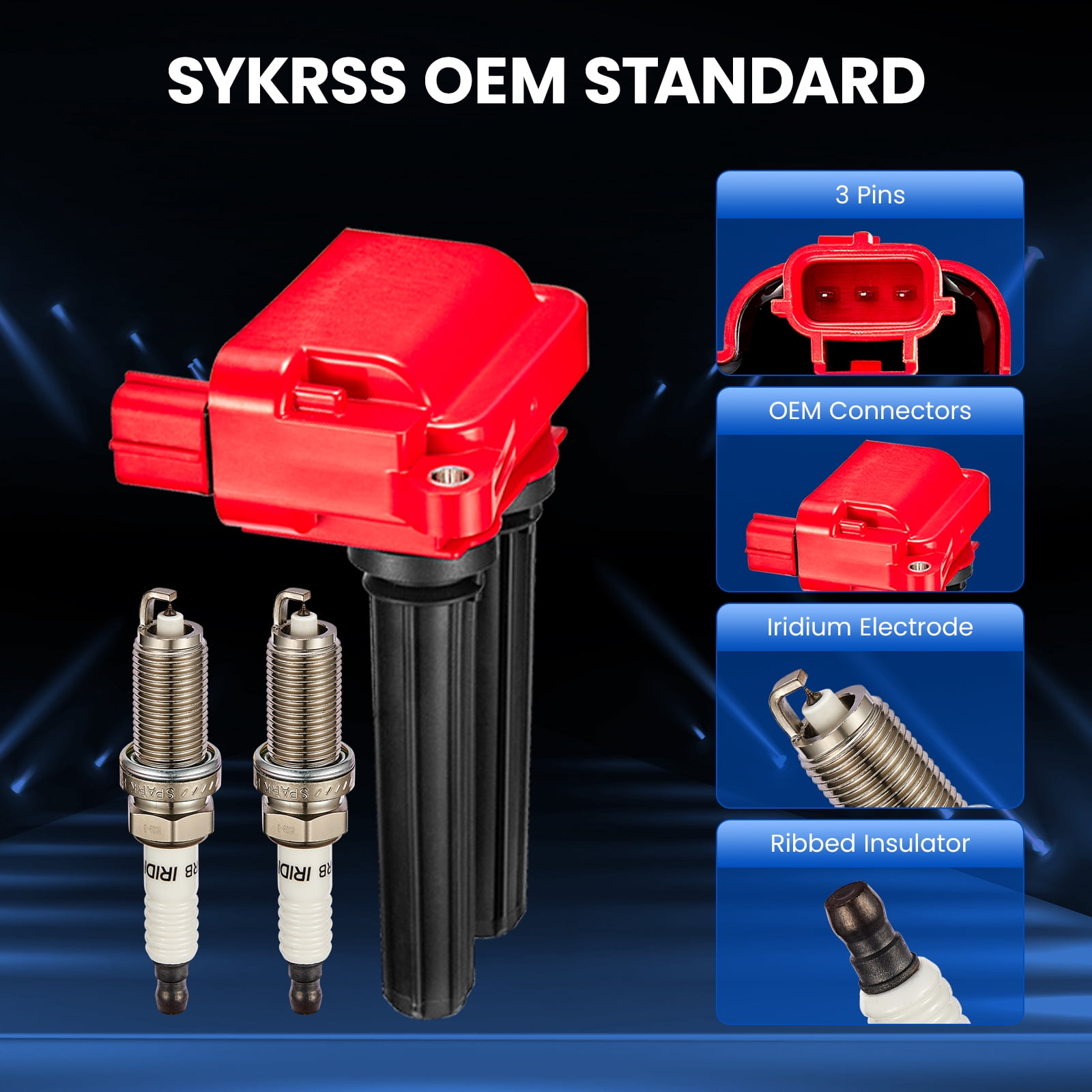 SPEEDWOW Ignition Coil Pack UF504 and Iridium Spark Plugs LZFR5CI-11 16 Pack Compatible with Chrysler 300 Aspen Dodge Challenger Charger Durango Jeep Grand Cherokee Ram 1500 2500 3500 5.7L V8