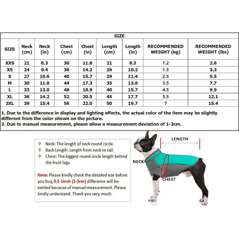 Adidog size chart hotsell