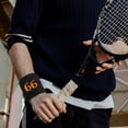 thumbnail image 4 of COUVER Embroidered Orange Number 4 Black Terry Cotton Athletic Wristbands 1 Pair (Mens), 4 of 11
