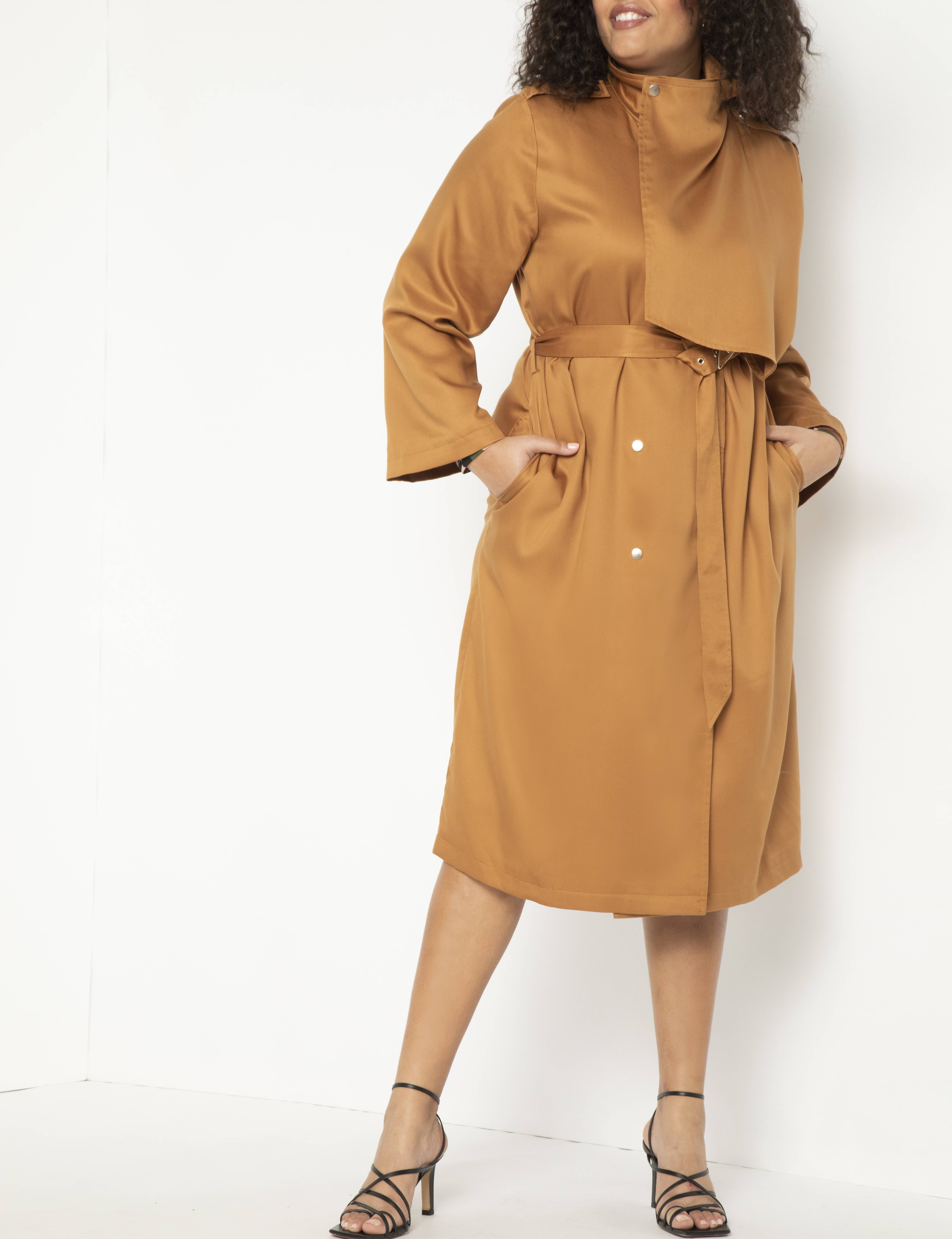 Jessica London Womens Plus Size Tencel Open Trench Coat Jessica London Womens Plus Size Tencel Open Trench Coat