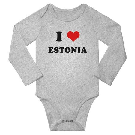 

I Heart Estonia Love Estonia Baby Long Romper (Gray 3-6 Months)