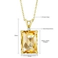 thumbnail image 3 of Gem Stone King 18K Yellow Gold Plated Silver Yellow Citrine Pendant Necklace for Women (6.78 Cttw, Gemstone November Birthstone, Emerald Cut Checkerboard 14X10MM, with 18 inch Silver Chain), 3 of 4