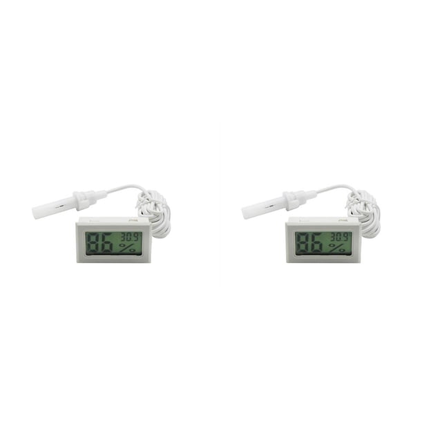 Injueey Termómetro digital ABS Pantalla LCD montada en la pared Alimentado por Higrómetro integrado preciso Medidor de medidor de Blanco 2piezas