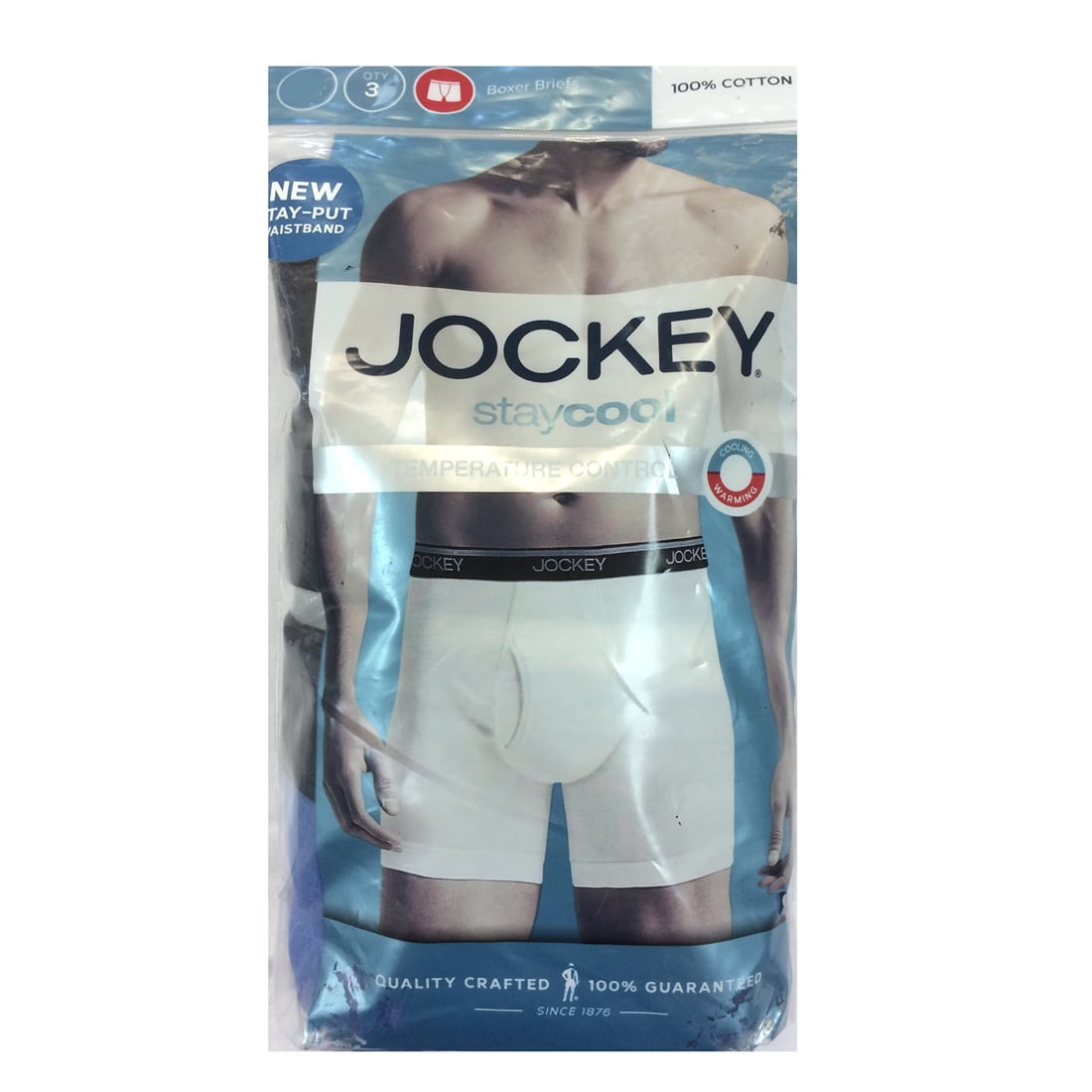 Jockey Men's Underwear Staycool Boxer Brief 3 Pack, Cosmic Blue, L