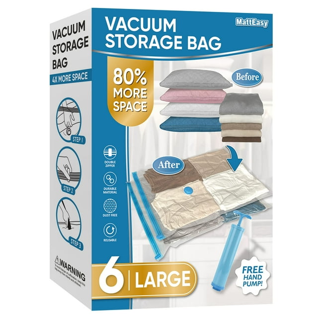 Bolsas de almacenamiento al vacío MattEasy Space Saver, paquete de 6 con bomba