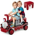 thumbnail image 1 of Gymax 12V 2-Seater Ride on Toy w/ Train Whistle LED Lights Music & USB Port Red, 1 of 10