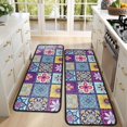 thumbnail image 4 of Kitchen Rugs Sets Of 2,Multicolor Ethnic Geometric Patchwork Pattern Anti Fatigue Kitchen Mat Rugs Non Slip Washable,Decorative Kitchen Floor Mats for Kitchen,Sink,Laundry,17"x47"+17"x47", 4 of 5