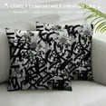 thumbnail image 3 of JEUXUS  Graffiti Abstract Tags Decorative Throw Pillow Cover, Letters Without Meaning Hand Street Square Pillowcase Blended Double Sided No Inserts for Bedroom Living Room, 3 of 5