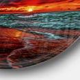 thumbnail image 3 of Designart 'Red Sunset over Blue Waters' Ultra Vibrant Seascape Metal Circle Wall Art, 3 of 5