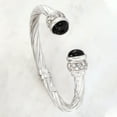 thumbnail image 3 of Ross-Simons Italian Black Onyx and 1.30 ct. t.w. CZ Twisted Cuff Bracelet in Sterling Silver, Women's, Adult, 3 of 5