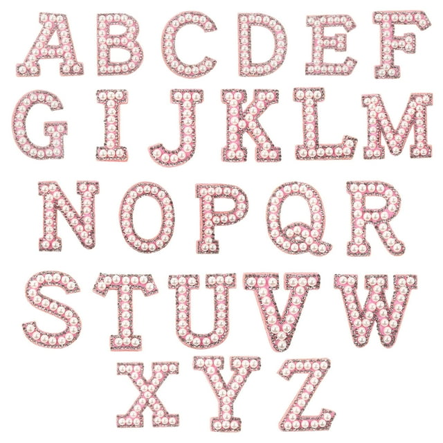 Hearth & Gear Letter Patch Set Of Pearl Rhinestone Shiny Pearl Letter Patch Clothes Applique Imitation Pearl Letter Patch (Colorful) DIY Letter Sticker A Stickers Thick Decal Science Stickers for
