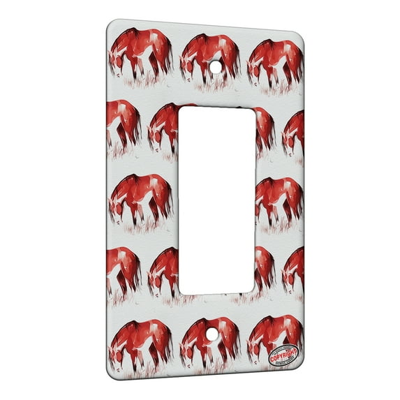 KuzmarK™ 1 Gang Rocker Wall Plate - Bay Pinto Mustang Abstract Horse Modern Art by Denise Every