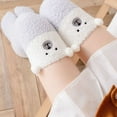 thumbnail image 5 of Milue Women Cartoon Thigh High Fuzzy Slipper Socks Cute Animal Embroidery 3D Ears Over Knee Long Stockings Winter Fluffy Plush Warm Leg Warmers, 5 of 21