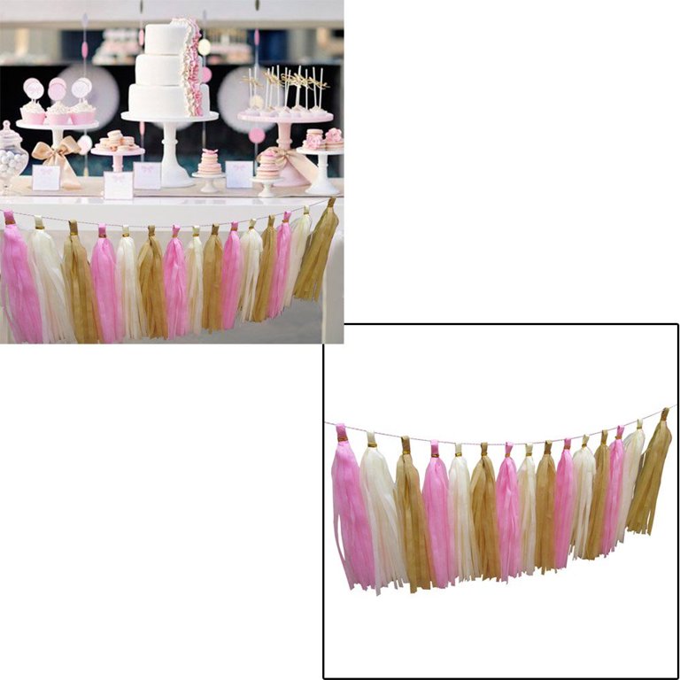 Pink White Beige Gold Tassel Garland Banner Party Decoration Wedding B – Le  Petit Pain
