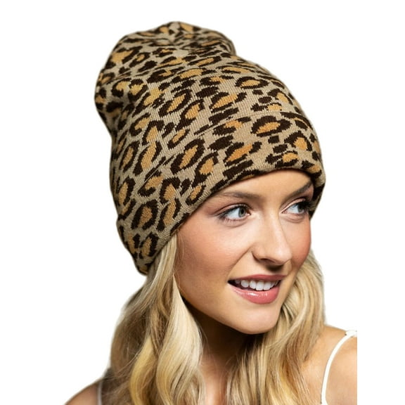 2Chique Boutique Women's Leopard Print Knit Beanie