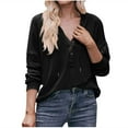 thumbnail image 2 of Aloohaidyvio Tops for Women Womens Fashion Solid V-Neck Button Long Sleeved Hoodie Top, 2 of 5