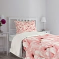 thumbnail image 3 of Ambesonne Watercolor Quilted Bedspread Set 2 Pcs, Vintage Flower Bloom, Twin Size, Pale Pink, 3 of 5