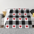 thumbnail image 3 of Throw Blanket for Couch, Heart Black Buffalo Plaid Gingham Super Soft Fuzzy Comfy Warm Throw Blanket, Cuteness Lightweight Cozy Plush Flannel Blanket & Throws for Sofa and Bed All Season, 3 of 5