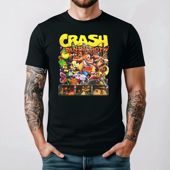 Crash Bandicoot Retro Gaming Icon Fan Style T-shirt up to size 5XL