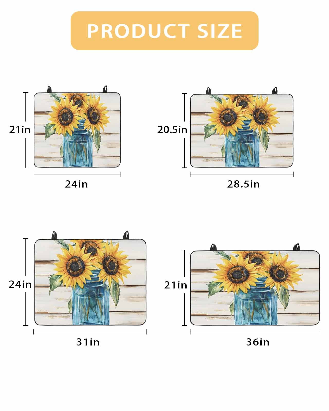 nqOlkjepod Large Induction Cooktop Protector Mat 24"x21", Sunflower Stove Top Covers for Electric Stove, Blue Bottle Yellow Floral Country Woodgrain Stove Burner Cover Mats, Glass Top Stove Cover