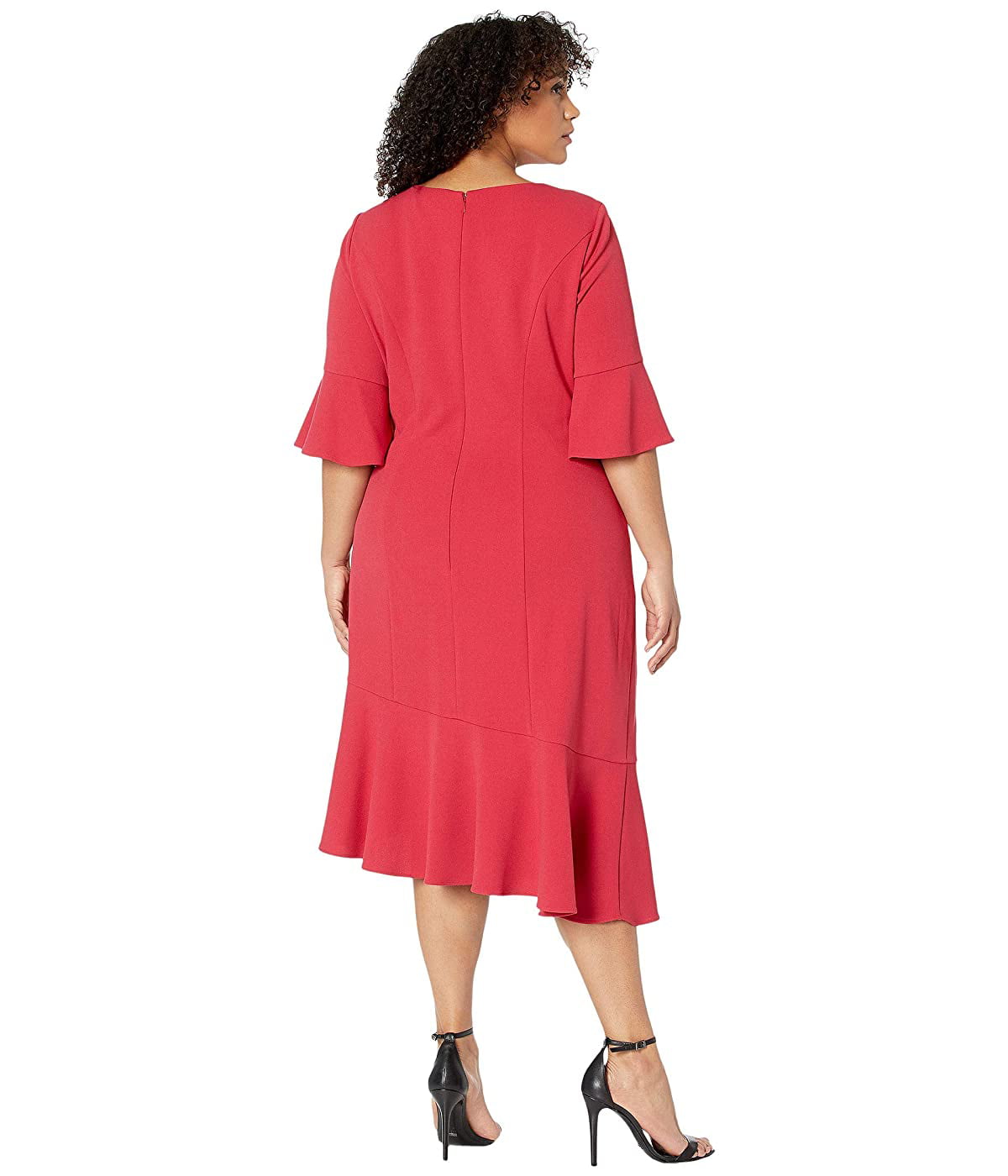 Adrianna Papell - Adrianna Papell Plus Size Knit Crepe Ruffle Midi ...