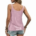 thumbnail image 6 of Felirenzacia Women's Slim Fit Scoop Neck Sequin Tank Top, Wide Strap Sleeveless Tube Top, Pink,2XL, 6 of 7