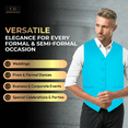 thumbnail image 4 of Oliver George 4pc Men's Solid Formal Suit Waistcoat Tuxedo Dress Vest Necktie Bowtie Handkerchief Set for Suit or Tuxedo Turquoise Large, 4 of 5