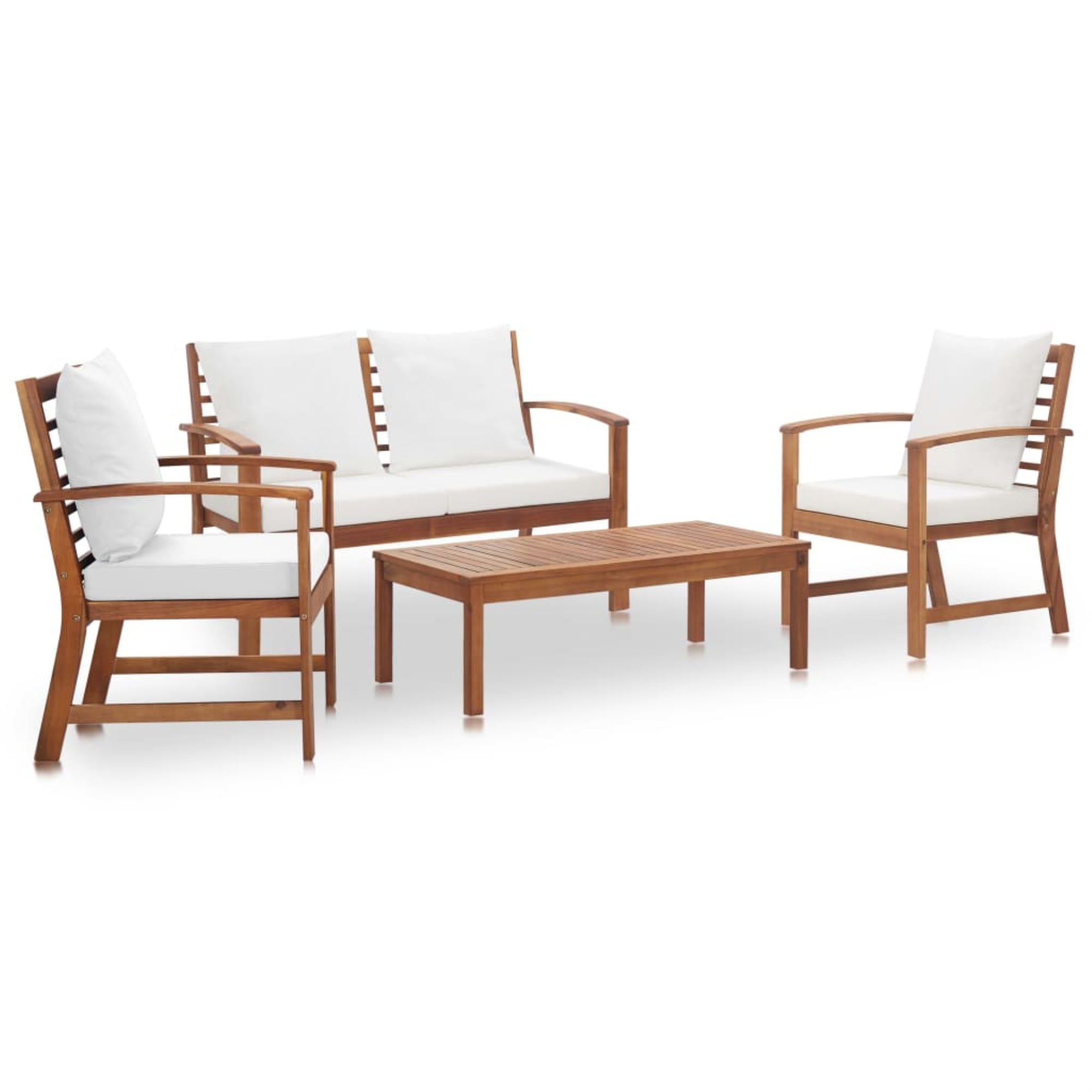 vidaXL Solid Acacia Wood Garden Lounge Set 4 Pieces Outdoor Sofa Table & Chair 