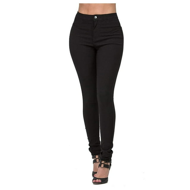 Fashion Women‘s Pure Color High-Waisted Straight-Barrel Small Feet Jeans