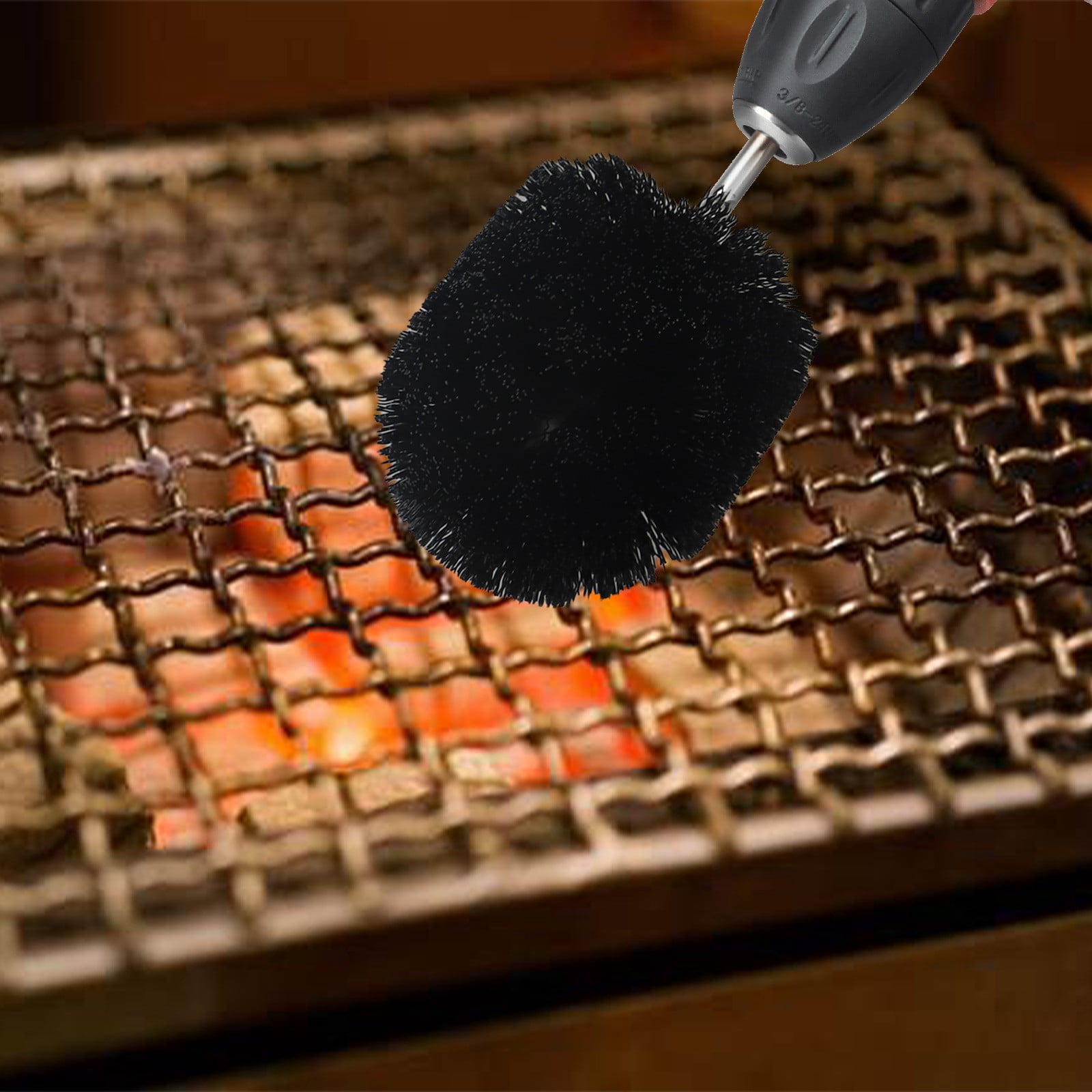 5 peice BBQ grill brush wire and safe to use with a drill cordless or cord