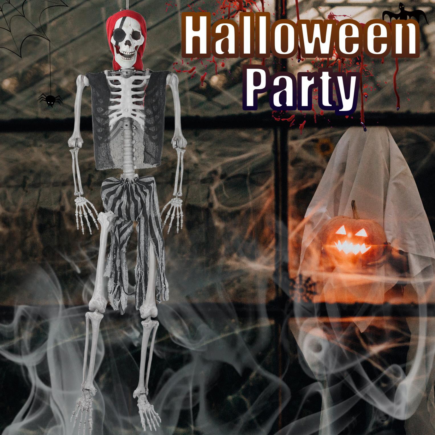 6ft Jointed Skeleton Halloween Party Haunted House Decoration Props Paper cutout 