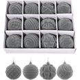 thumbnail image 4 of Juego de 12 bolas de Navidad de terciopelo XINYU irrompibles de 2,36 pulgadas color gris, 4 of 7