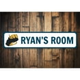 thumbnail image 2 of Baseball Glove Sign, Custom Kid's Name Room Sign, Child Sports Fanatic Playroom Aluminum Decor - 4x18 inches, 2 of 4