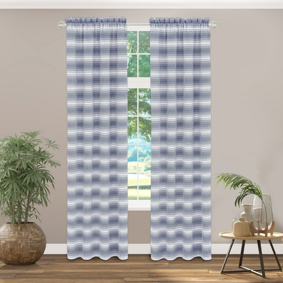 Achim Gramercy Rod Pocket Window Curtain Panel, 84" L x 42" W, Navy