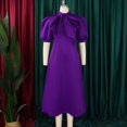 thumbnail image 4 of Dress For Women,Women's Bow Tie Neck Casual Midi Dress Loose Solid Shift Dress, 4 of 8