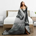 thumbnail image 5 of Kll Fleece Blanket Plush Throw Blanket Running Horse Black And White,Soft Fuzzy Cozy Flannel Blanket For Couch Sofa Bed.(40"X30"), 5 of 9
