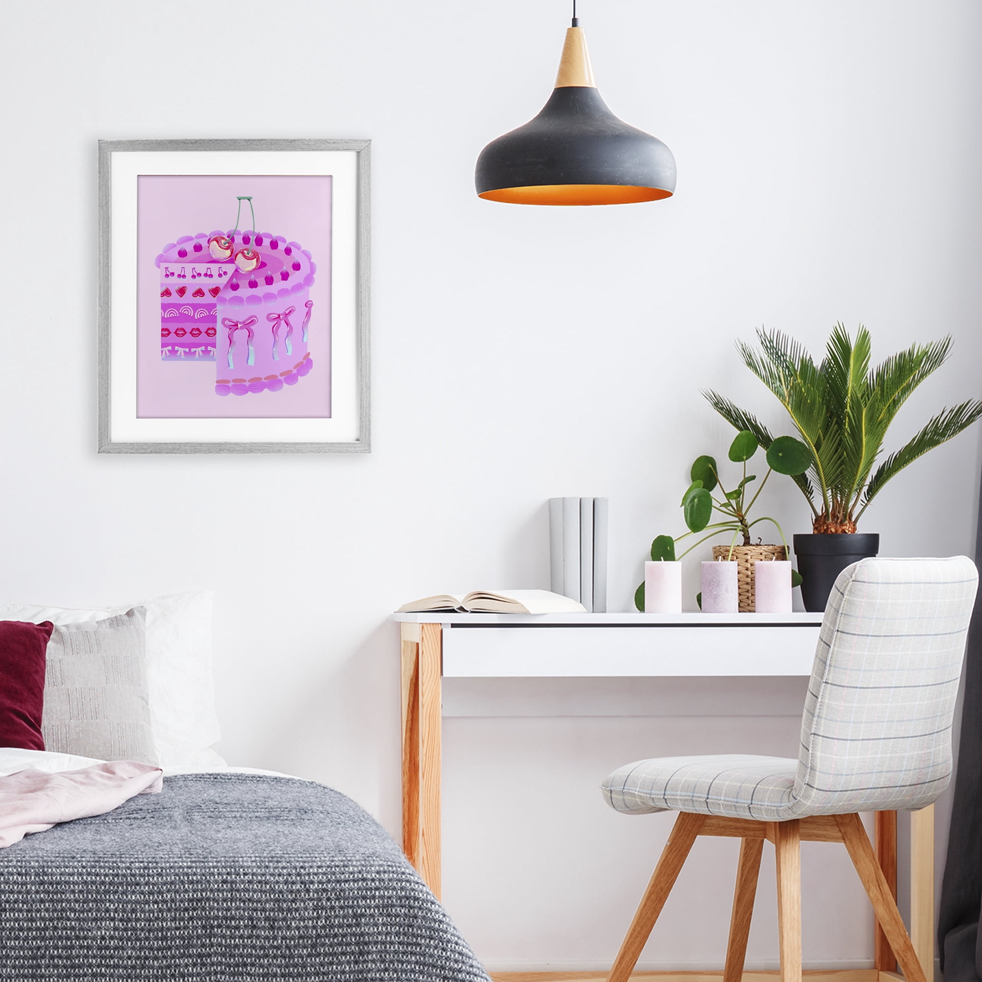 Stupell Industries Pastel Cherry Layered Cake Gray Framed Print Under Glass, design by Ziwei Li