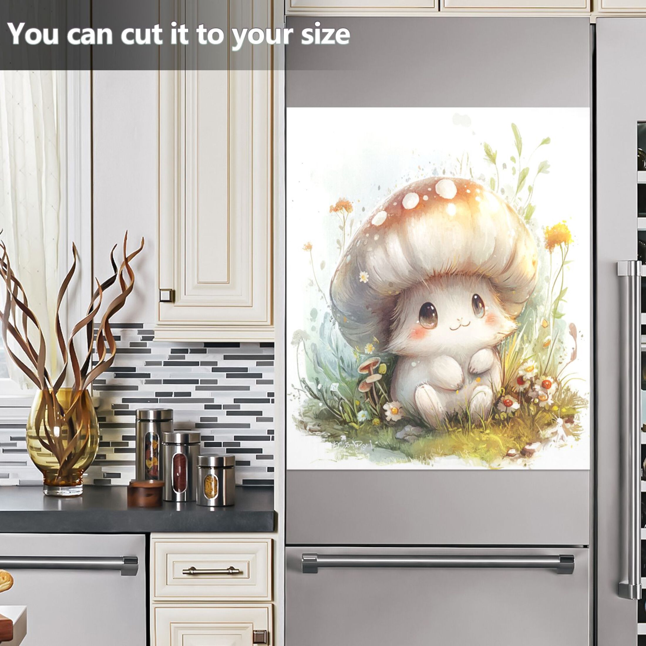 Dishwasher Magnetic Sticker 23x26 Inch Refrigerator Magnetic Sticker Washing Machine Magnetic Sticker Kitchen Panel Magnetic Sticker Home Decor Cartoon Beautiful Brown Mushrooms