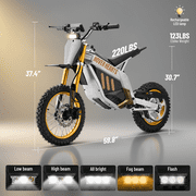 HOVERHEART Electric Dirt Bike,48V & 3000W Peak Power and 42 mph Max Speed for Adults&Teens, Dual Hydraulic Disc Brakes(Gold)